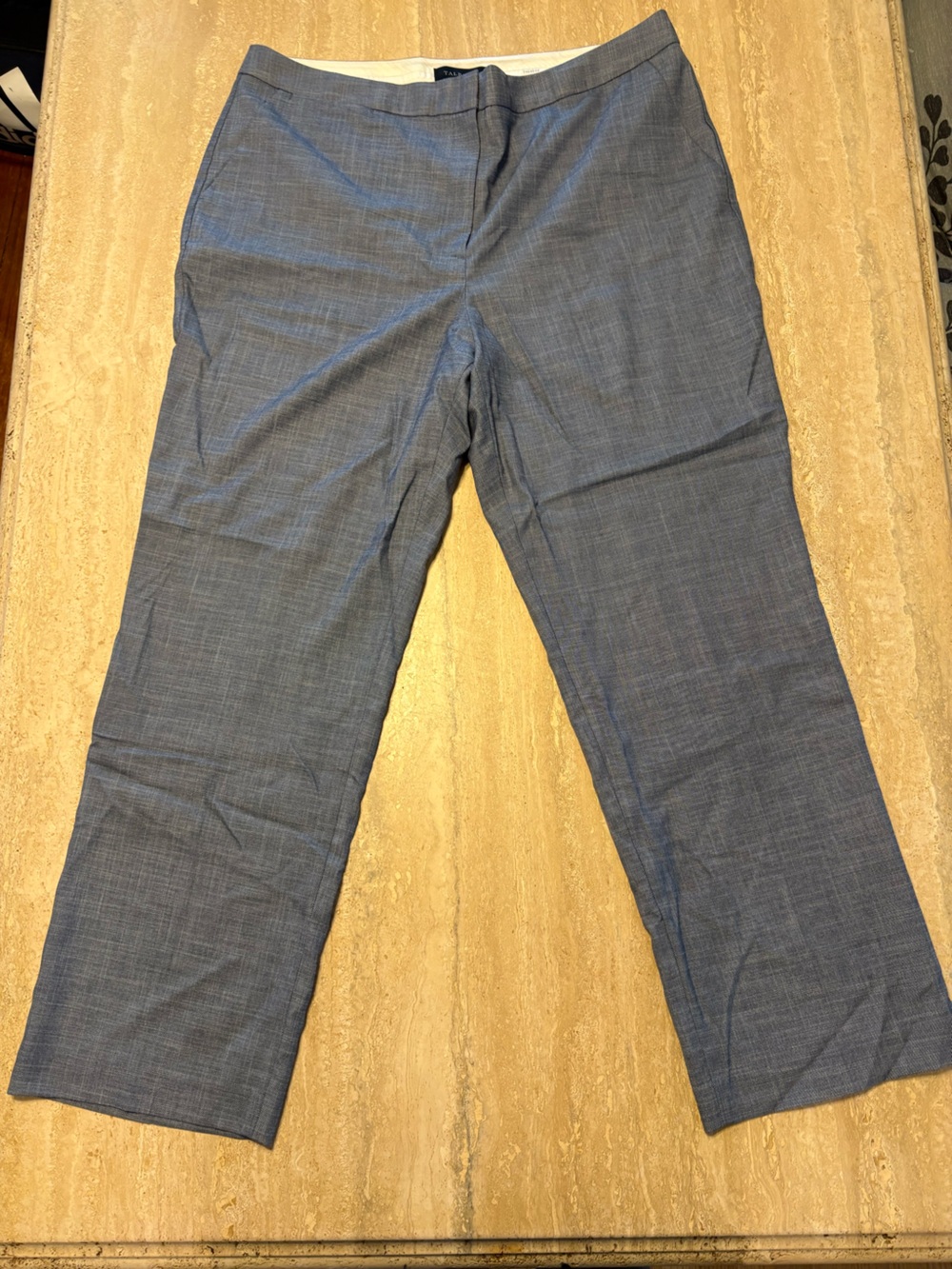 NWT Talbots Blue Crosshatch Ankle Dress Pants | Size 18 | Straight Leg Trousers